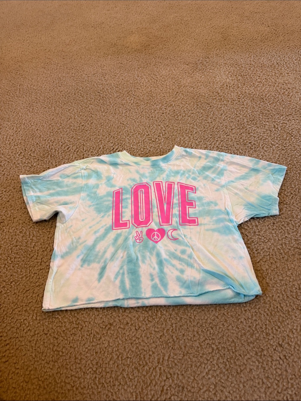Kids Tie-Dye LOVE Graphic Tee - Pink & Aqua